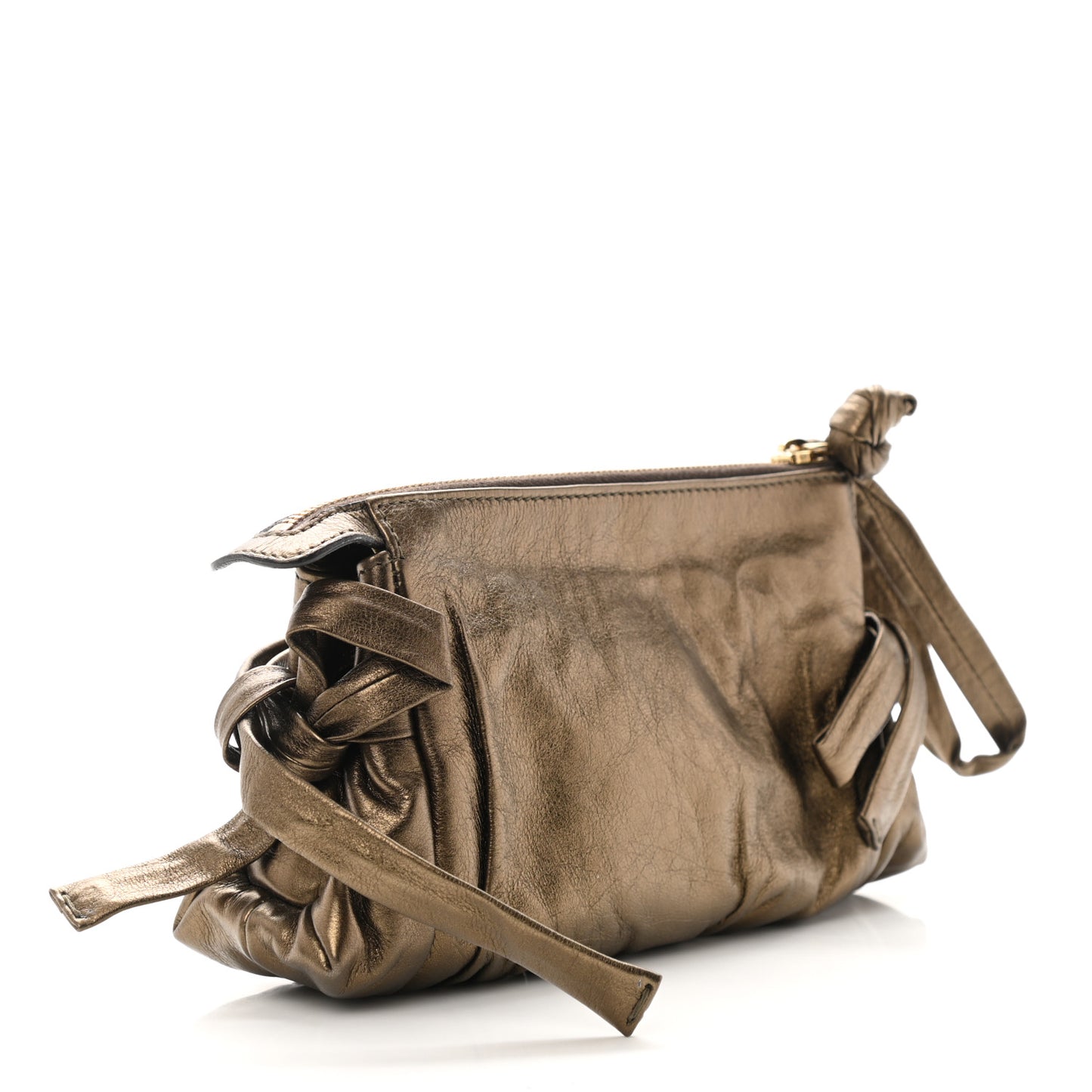 Metallic Calfskin Hysteria Clutch Gold