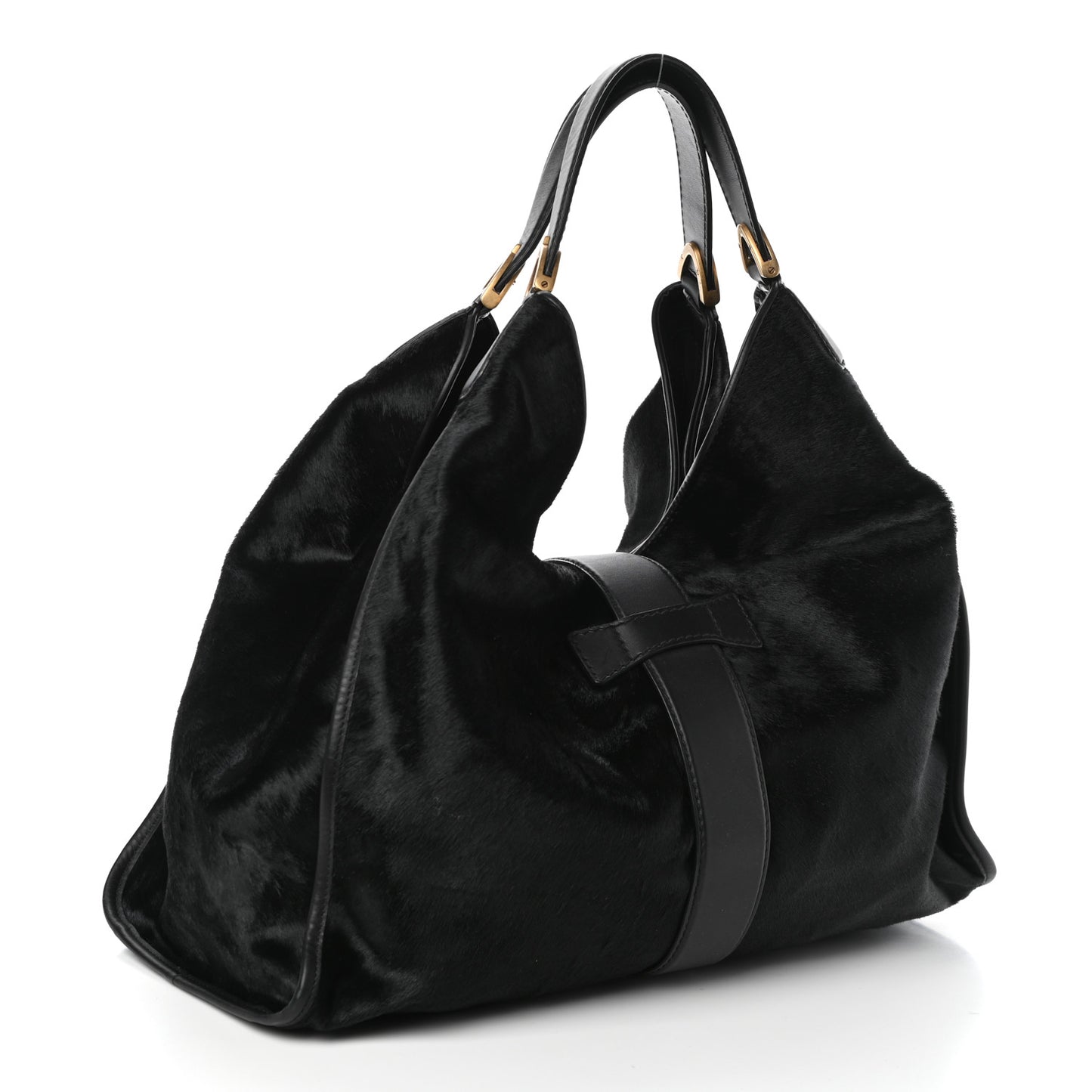 Calf Hair Large Soft Stirrup Shoulder Bag