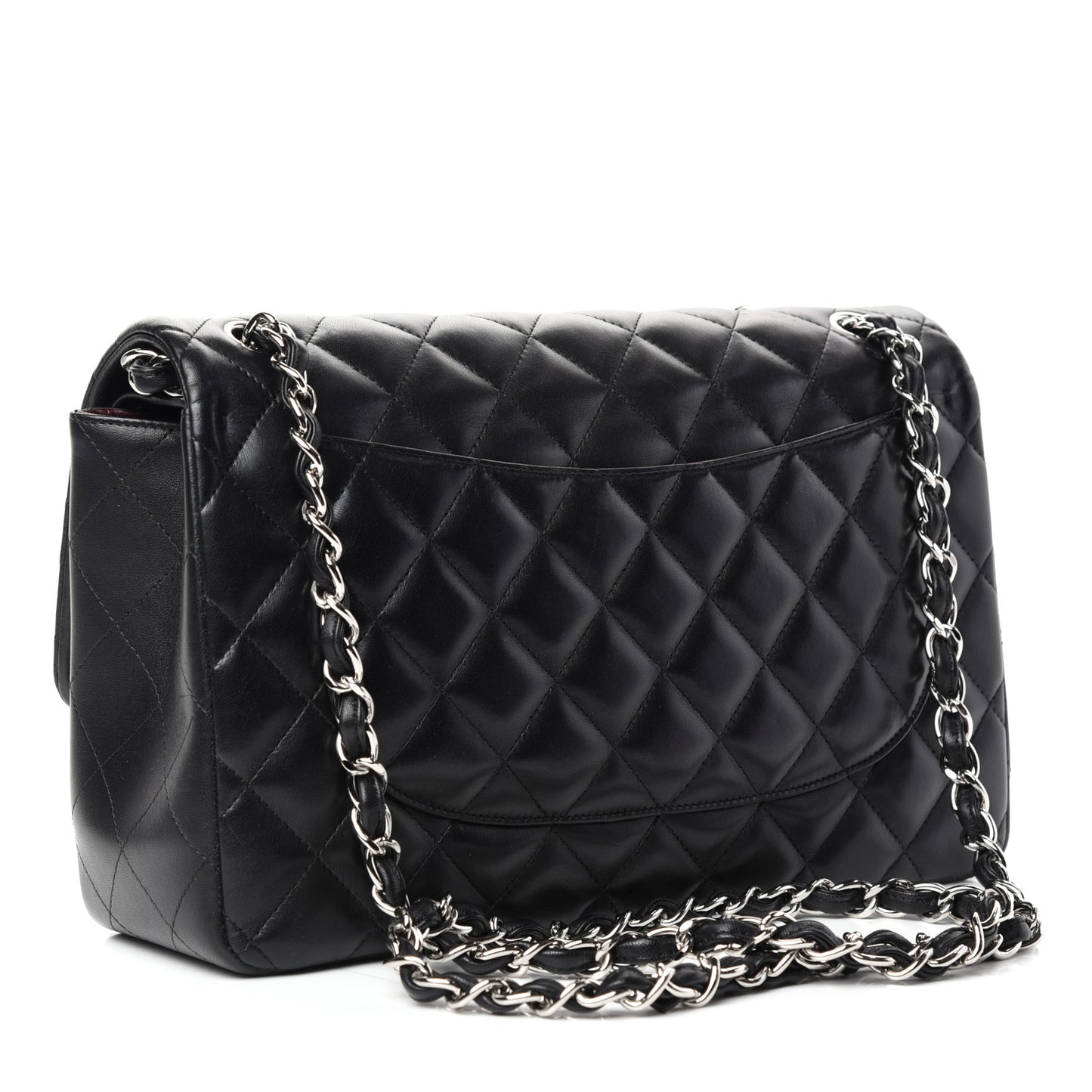 Lambskin Quilted Jumbo Double Flap Black
