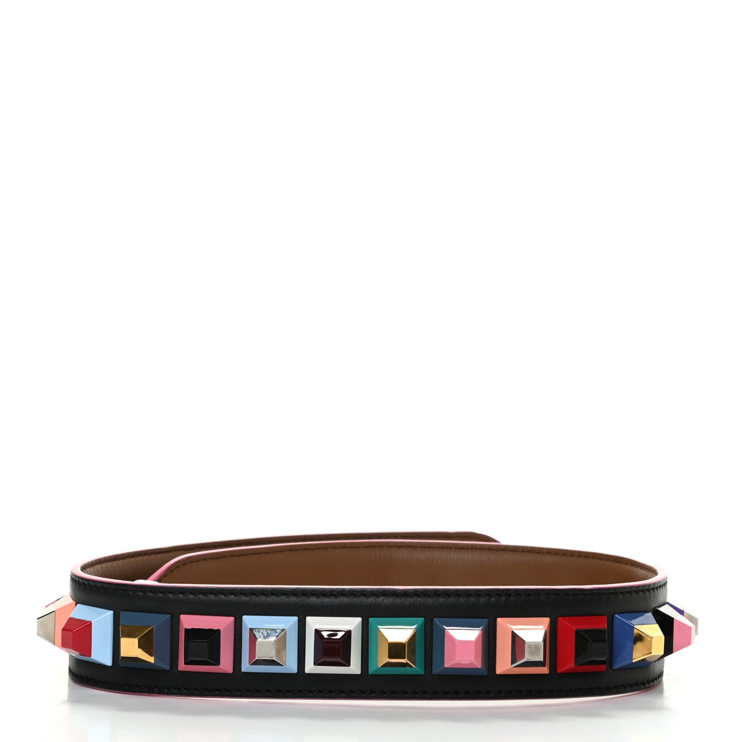 Vitello Dolce Plexiglass Bi-Color Studded Strap You Black Brownie Multicolor