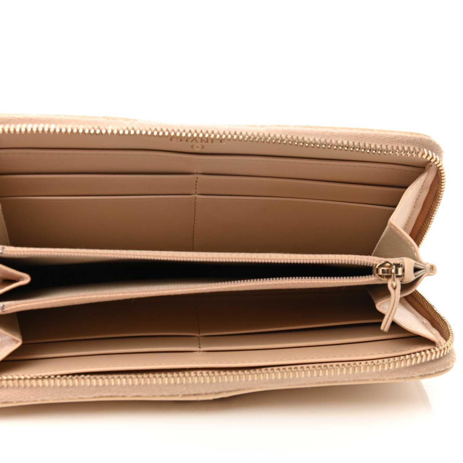 Chanel Shiny Goatskin Quilted 19 Long Zipped Around Wallet Beige 5 of 10