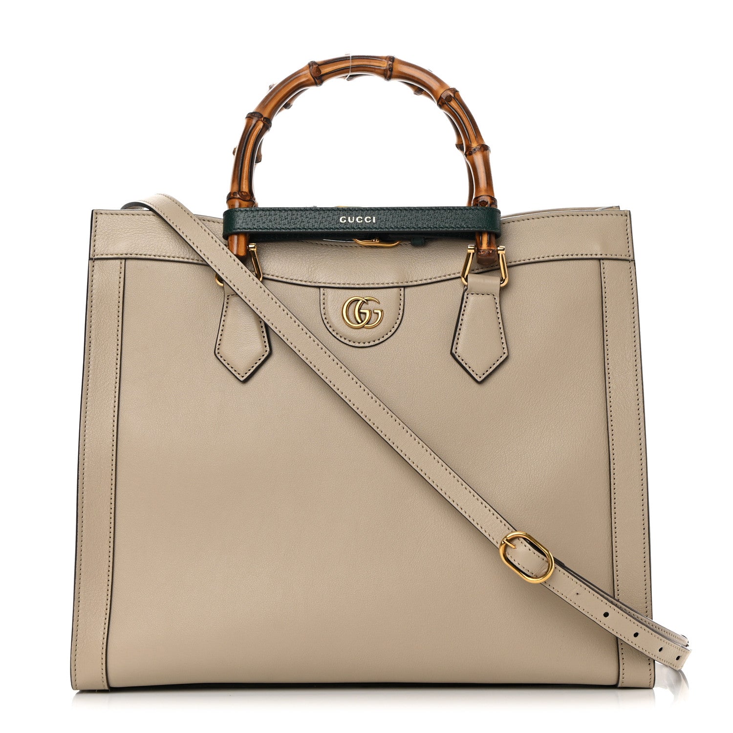 Gucci Wonka Grain Calfskin Medium Diana Tote Bag Oatmeal Vintage Green 1 of 16
