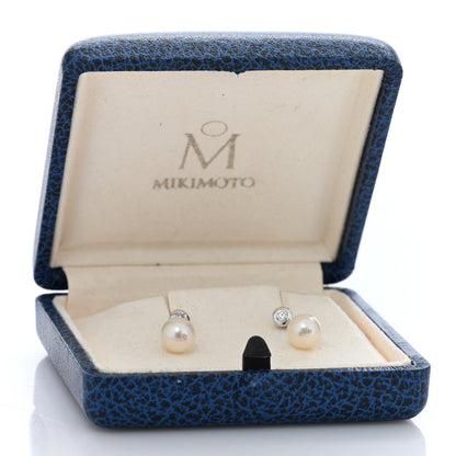 Mikimoto 18K White Gold Diamond Pearl 7.5-8mm Classic Drop Earrings 5 of 5