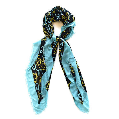 Gucci Modal Silk GucciGhost Print Shawl Black Multicolor 1 of 5