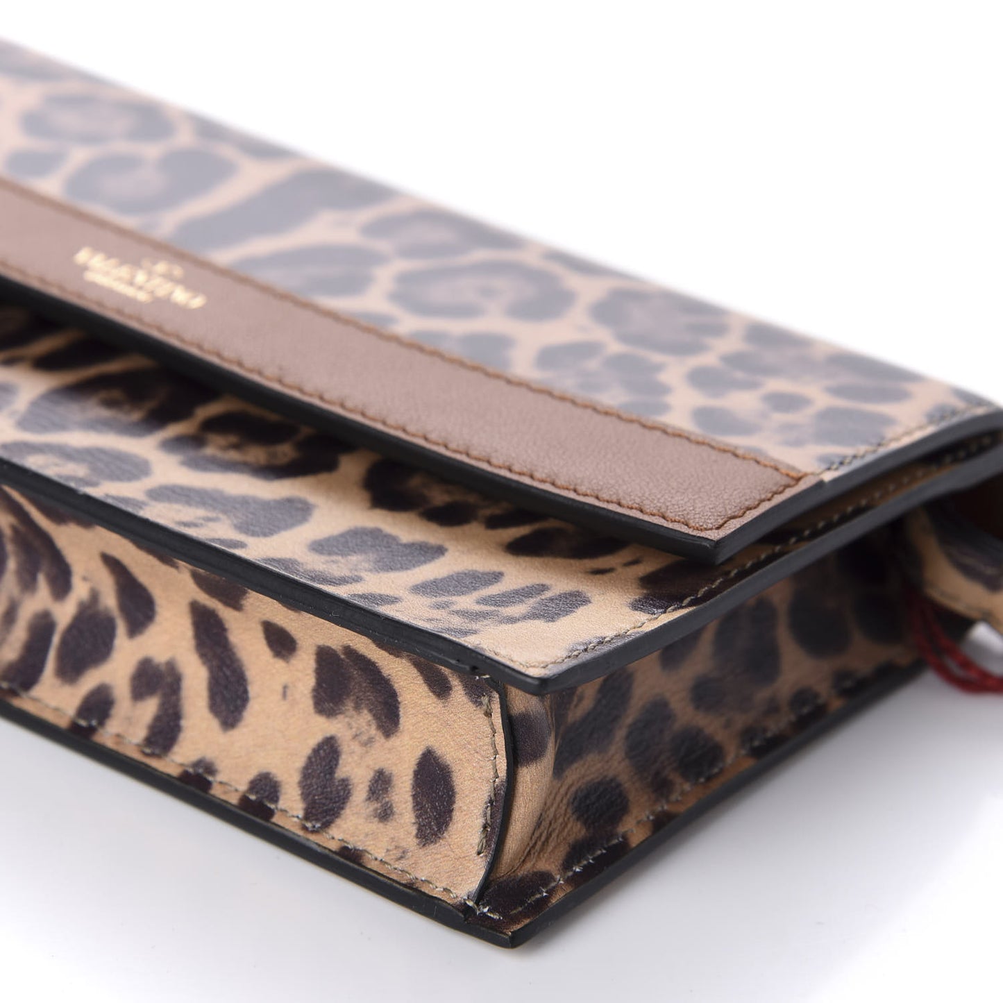 Calfskin Leopard Print City Safari Wallet On Chain Brown