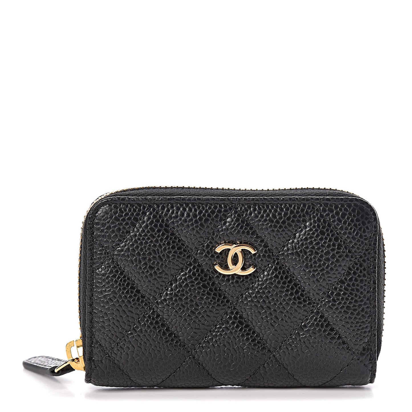 Caviar Quilted Zip Coin Purse Black