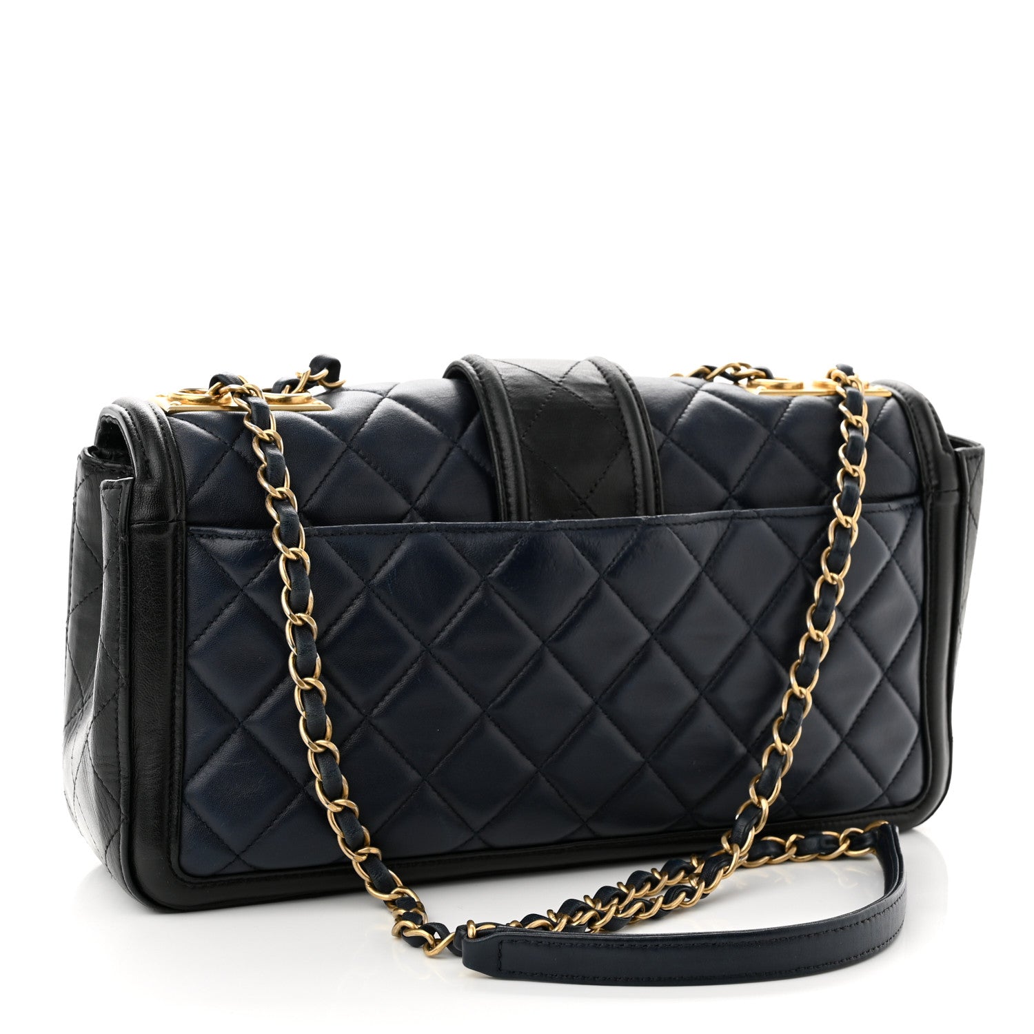 Chanel Calfskin Quilted Large Elegant CC Flap Navy Black 2 of 11
