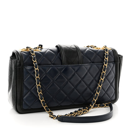 Chanel Calfskin Quilted Large Elegant CC Flap Navy Black 2 of 11