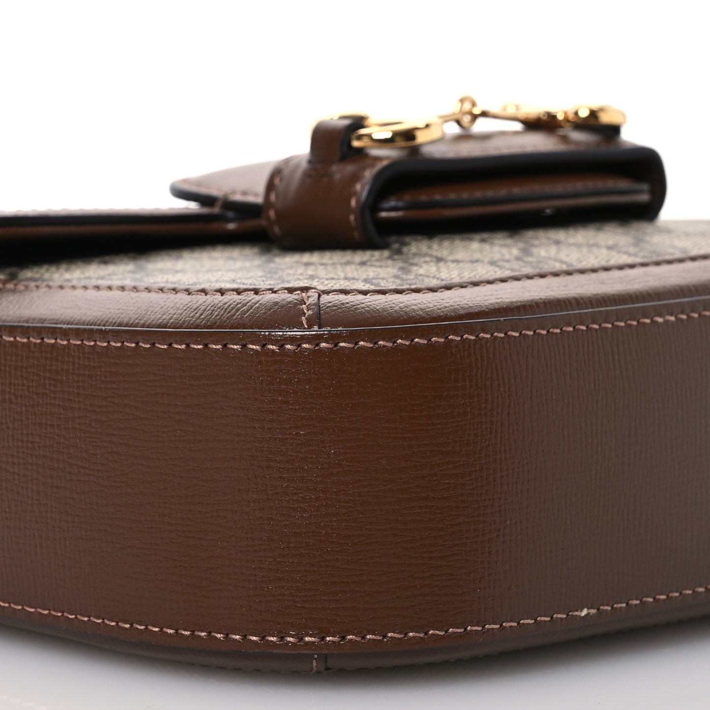 GG Supreme Monogram Web Mini Horsebit 1955 Shoulder Bag Beige Brown Sugar