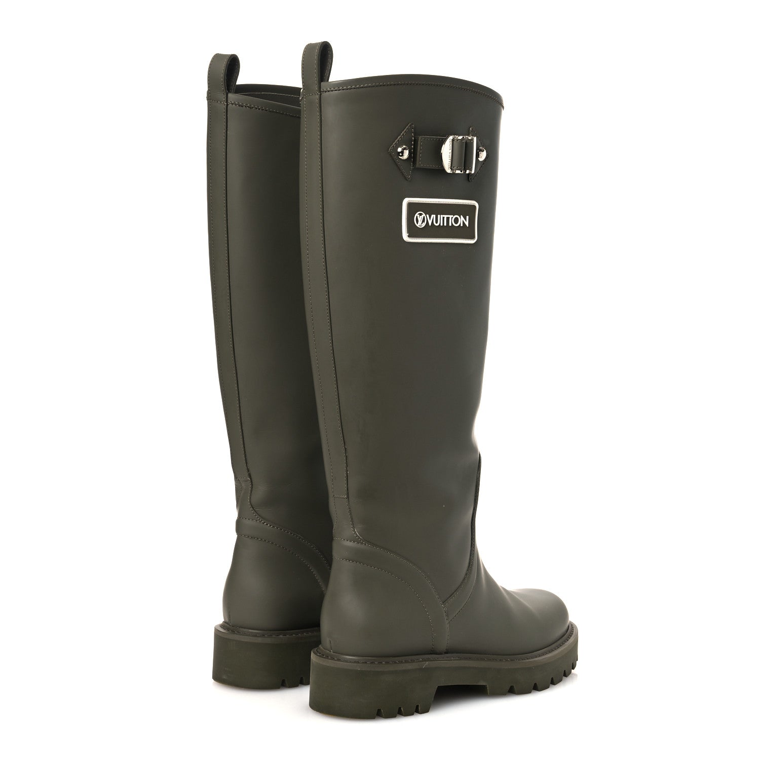 Louis Vuitton Rubber Calfskin Territory Flat High Boots 36 Khaki 5 of 13