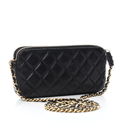 Chanel Lambskin Quilted Small Clutch With Chain Black 3 of 18