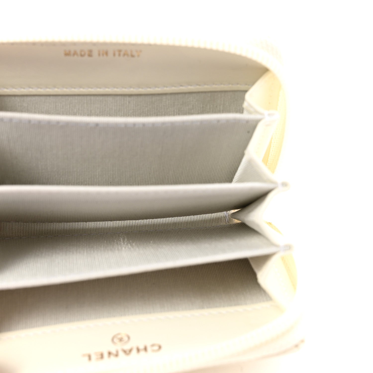Chanel Caviar Quilted Boy Zip Around Coin Purse Wallet White 5 of 10