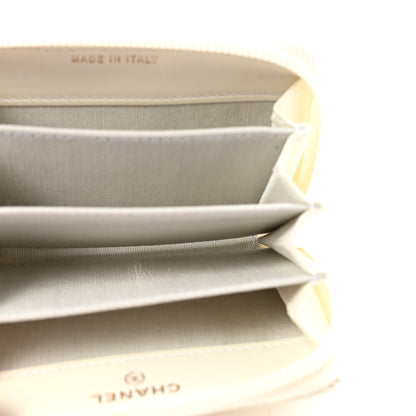 Chanel Caviar Quilted Boy Zip Around Coin Purse Wallet White 5 of 10