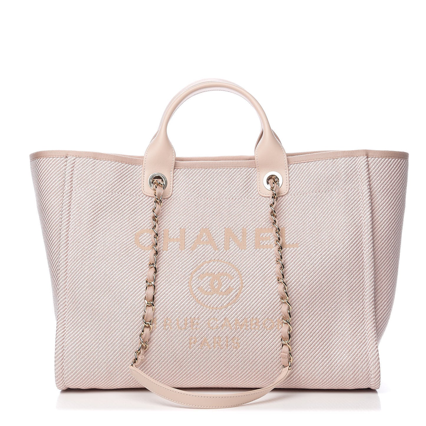 Mixed Fibers Calfskin Medium Deauville Tote Beige