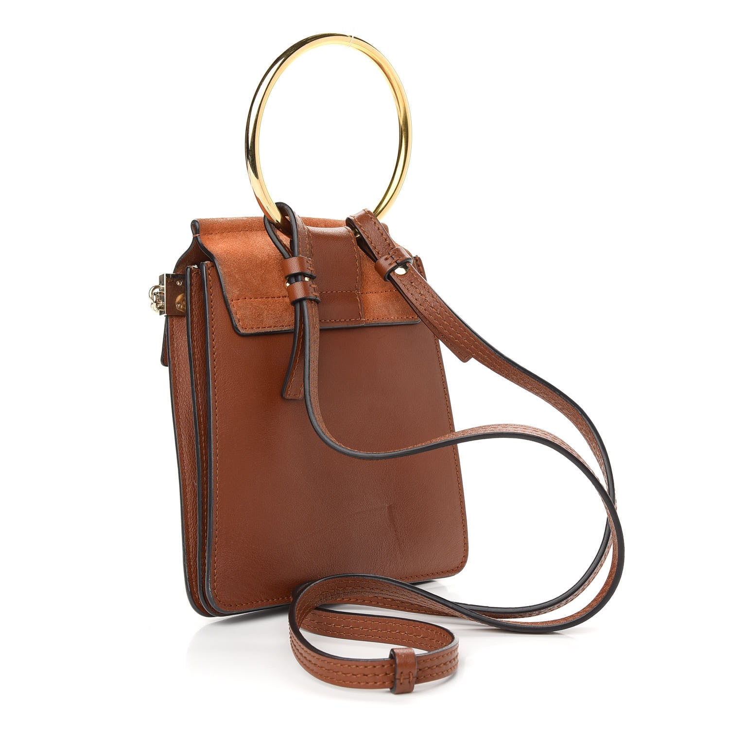 Chloe Suede Calfskin Mini Faye Bracelet Bag Tobacco 2 of 8