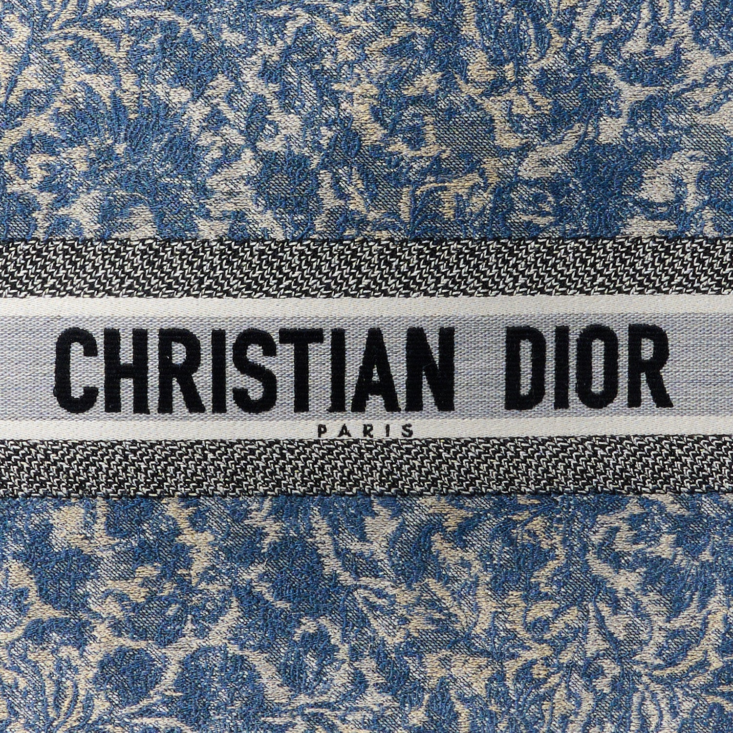 Christian Dior Canvas Embroidered Large Brocart Book Tote Blue 7 of 10