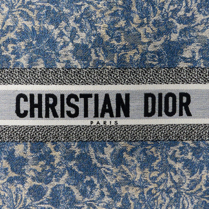 Christian Dior Canvas Embroidered Large Brocart Book Tote Blue 7 of 10