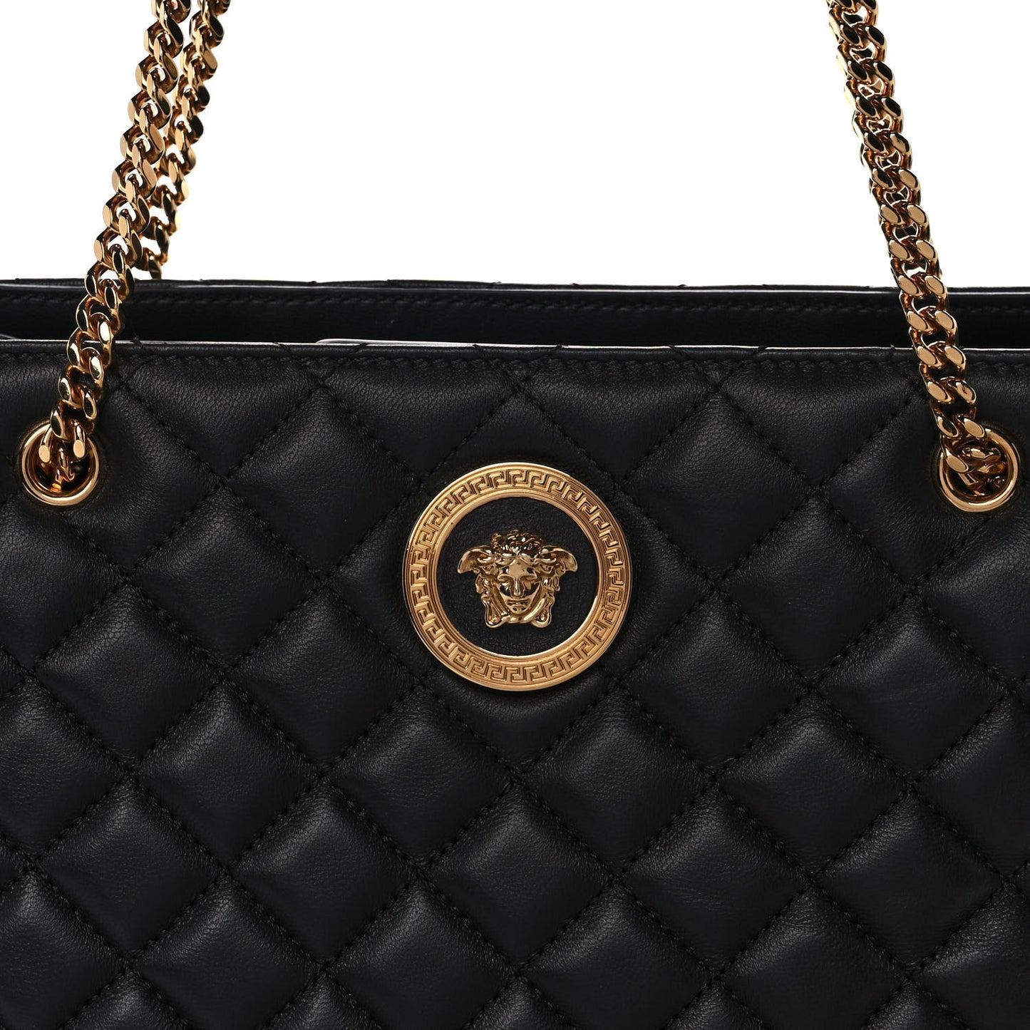 Nappa Quilted Medusa Chain Shoulder Bag Black