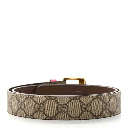Gucci GG Supreme Monogram Dollar Calfskin Bamboo 30mm Belt 90 36 Beige Ebony Fuxia Fluo 2 of 6