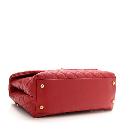 Chanel Caviar Quilted Small Coco Handle Flap Red 4 of 10