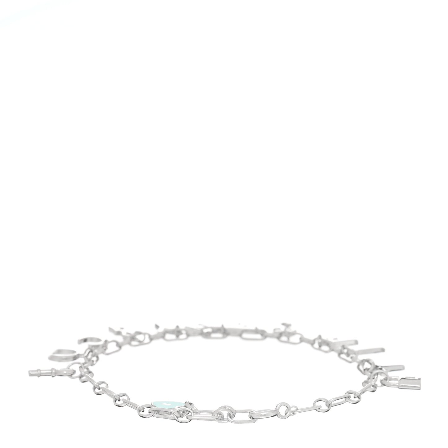 Sterling Silver Enamel Love Notes Logo Charm Bracelet Blue