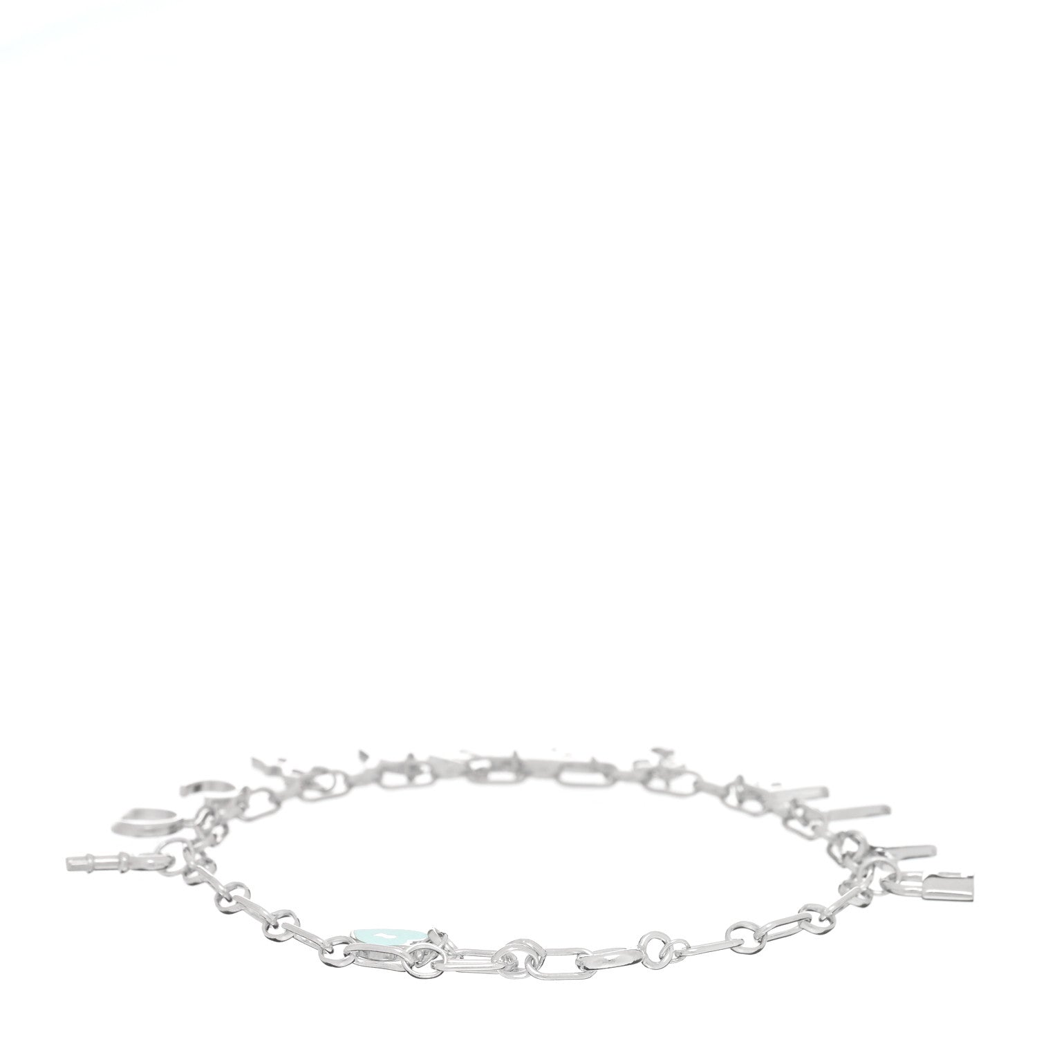 Tiffany Sterling Silver Enamel Love Notes Logo Charm Bracelet Blue 2 of 3