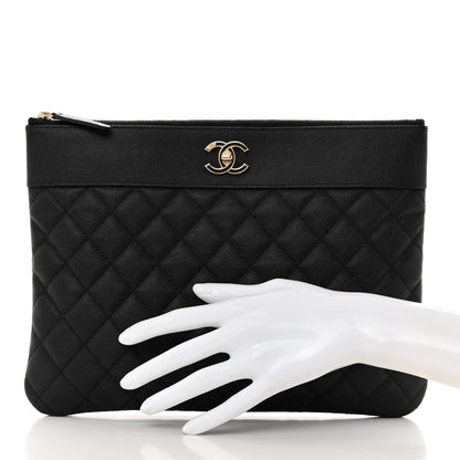 Chanel Caviar Quilted Medium Vintage Mademoiselle Cosmetic Case Black 2 of 8