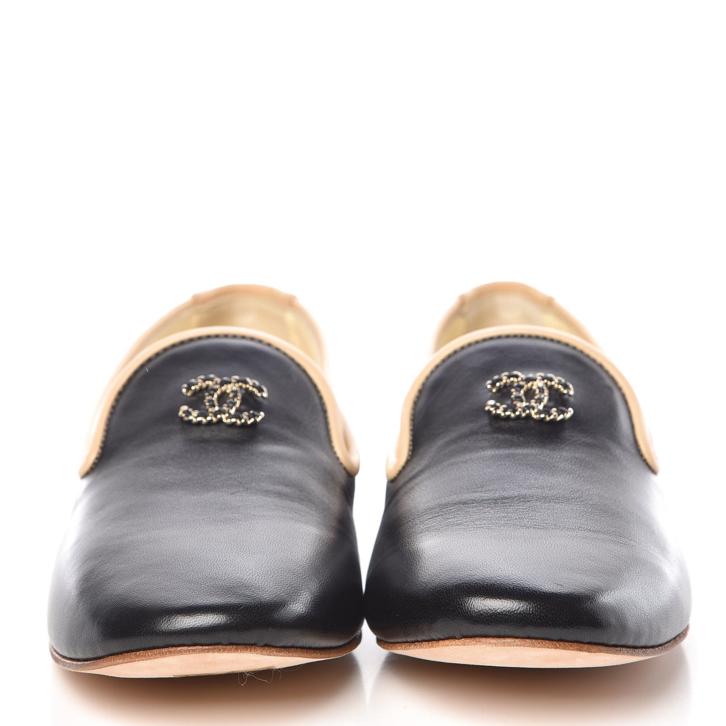 Lambskin CC Chain Loafers 38 Black