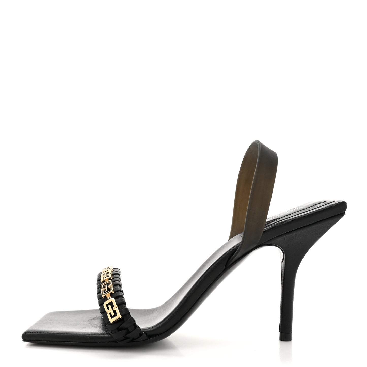 Smooth Nappa G Woven Slingback 90mm Sandals 38.5 Black