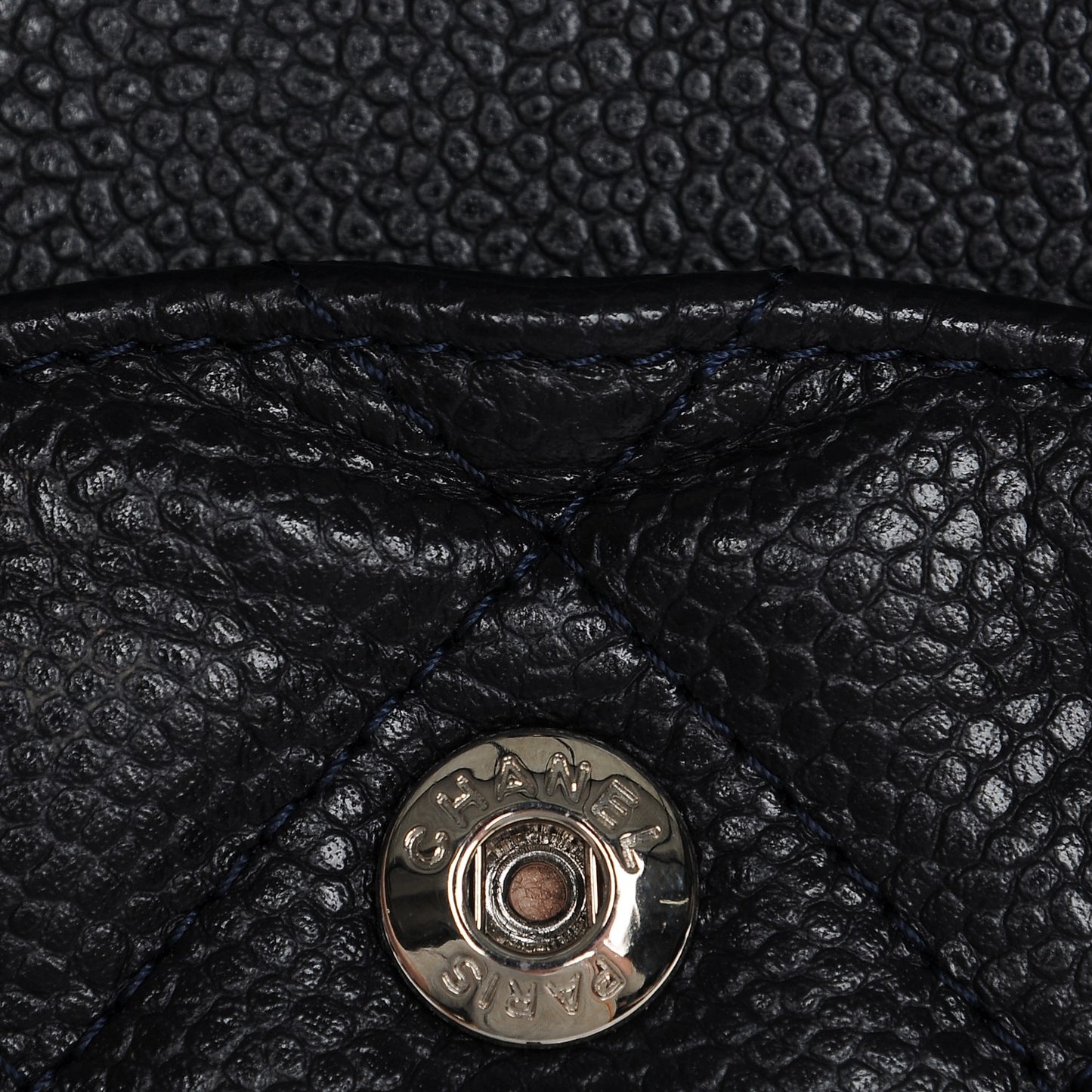 Caviar Quilted Jumbo Double Flap Navy Blue