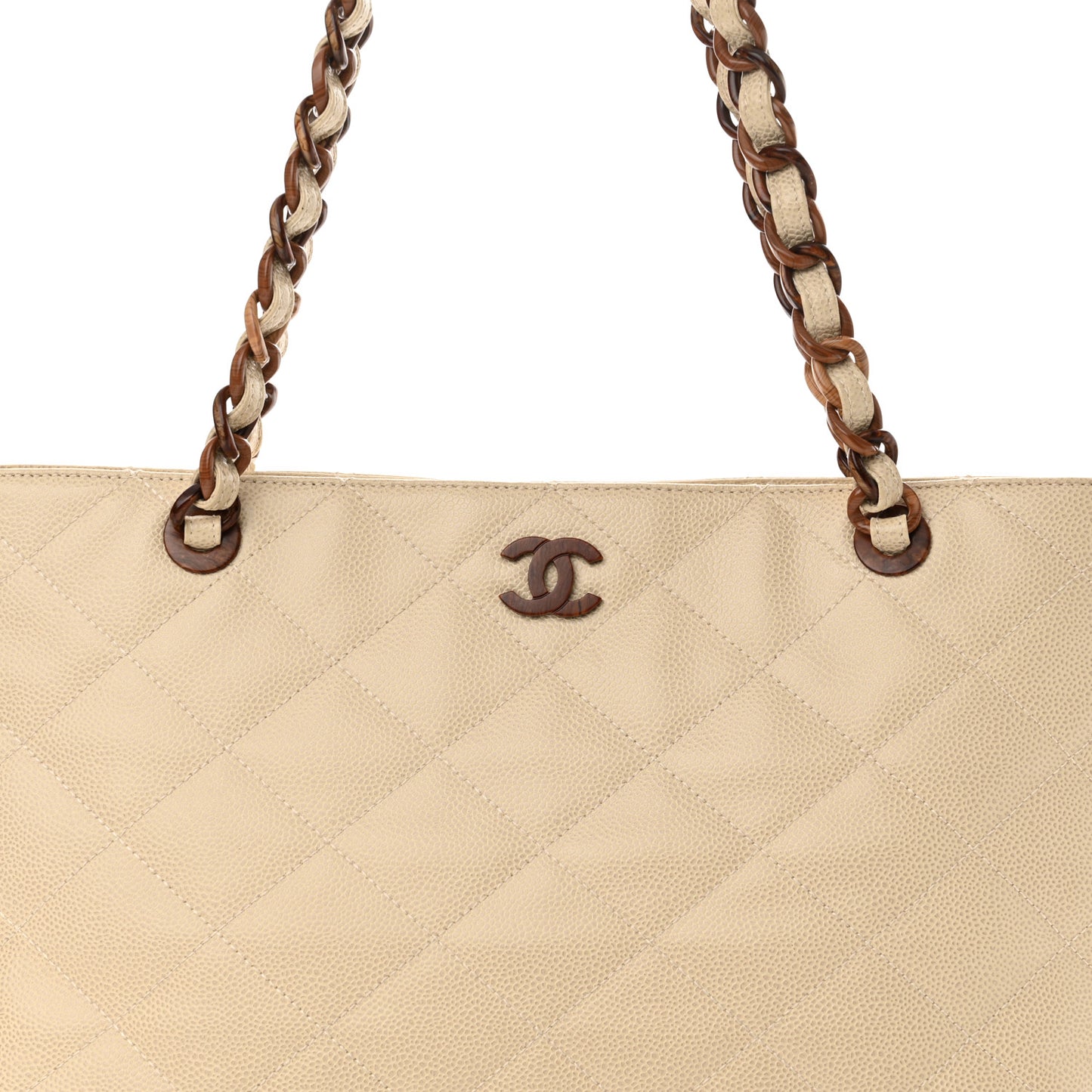 Caviar Quilted Bekko Shopper Tote Beige