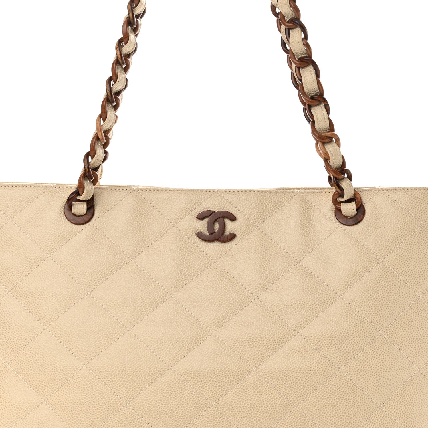 Chanel Caviar Quilted Bekko Shopper Tote Beige 10 of 17