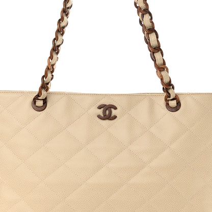 Chanel Caviar Quilted Bekko Shopper Tote Beige 10 of 17