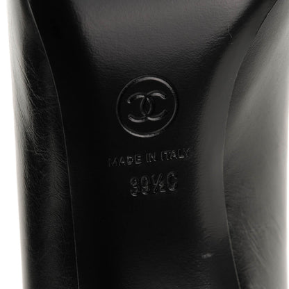 Chanel Calfskin Patent Cap Toe CC Pumps 39.5 Black White 6 of 7
