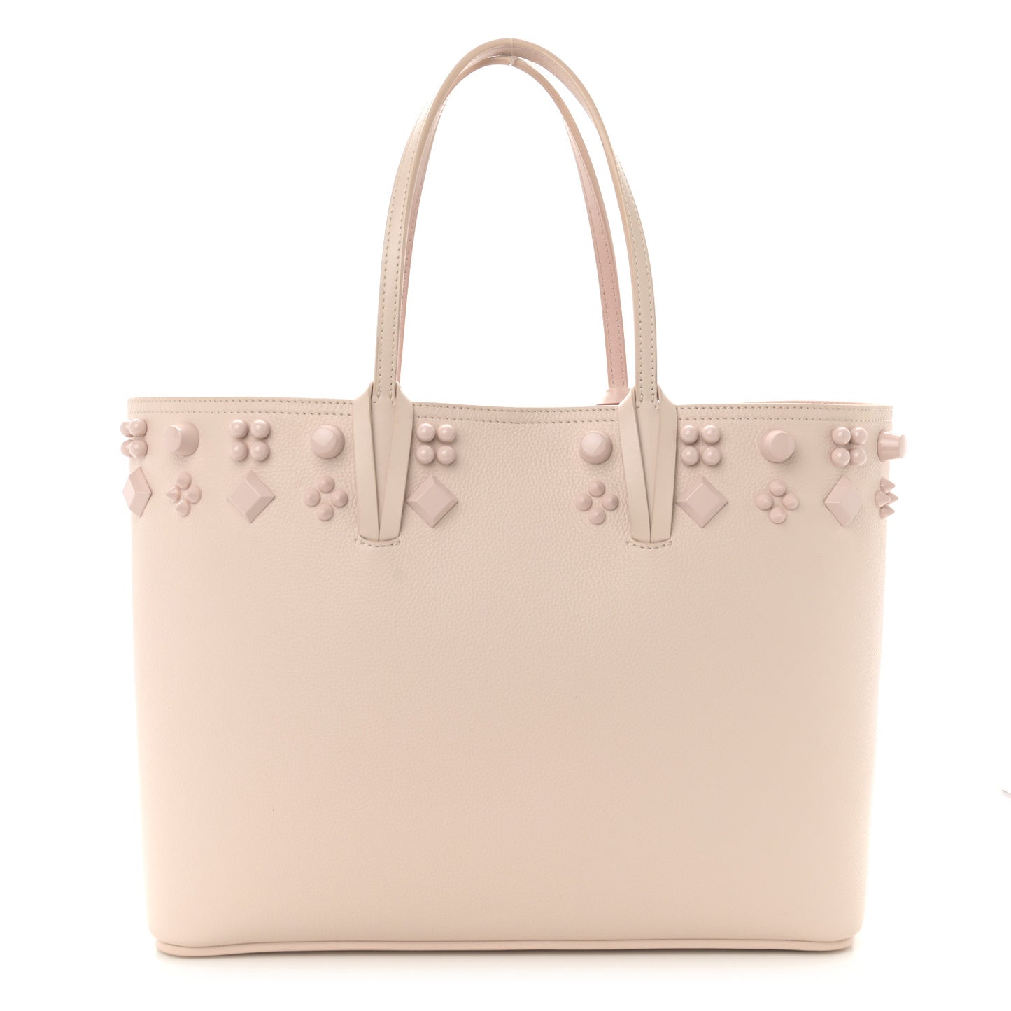 Calfskin Empire Spike Studded East West Cabata Tote Leche