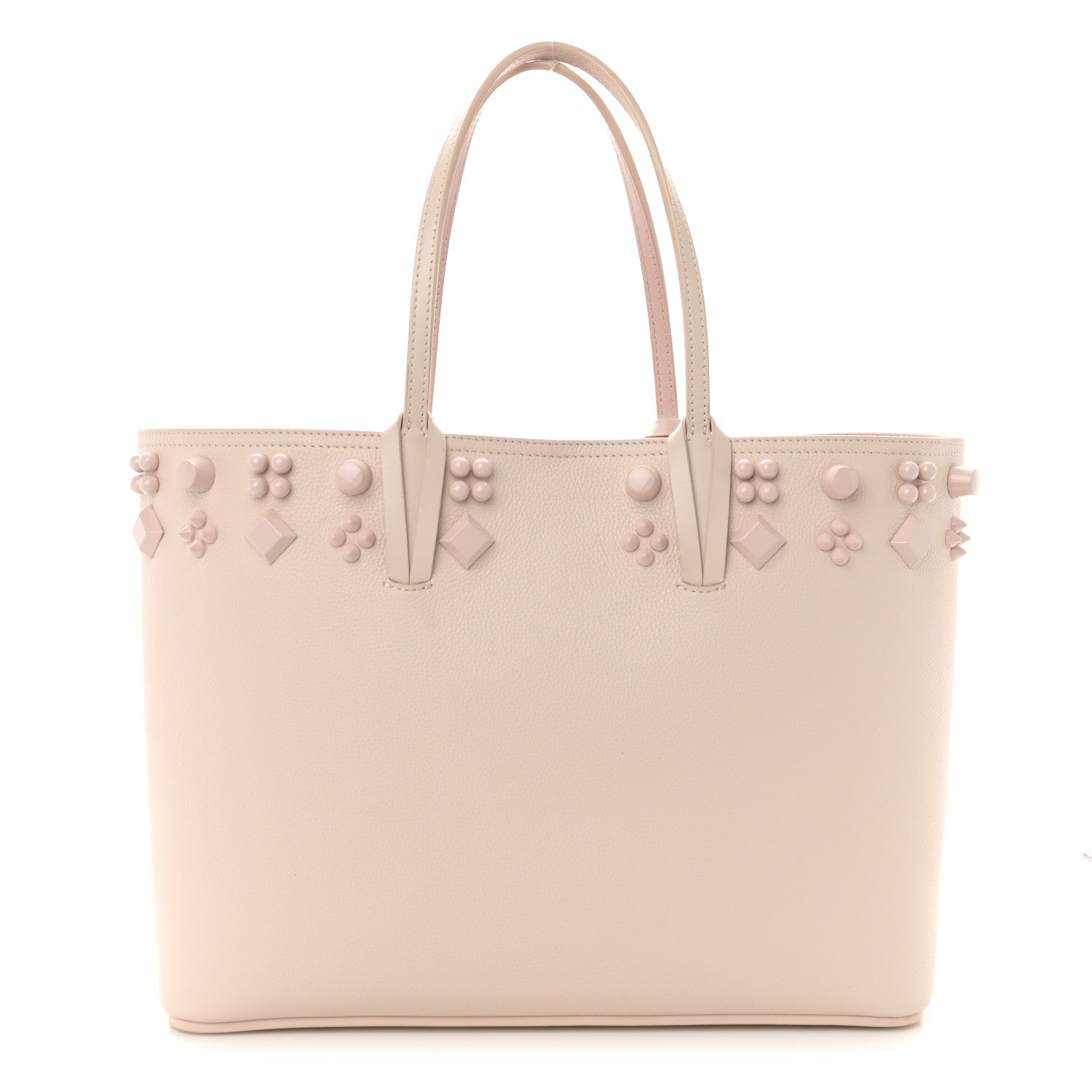 Christian Louboutin Calfskin Empire Spike Studded East West Cabata Tote Leche 1 of 11