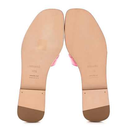Hermes Box Calfskin Oran Sandals 40.5 Rose Flash Orange H 5 of 9