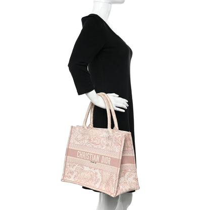 Christian Dior Canvas Toile De Jouy Embroidered Medium Book Tote Pink 2 of 10