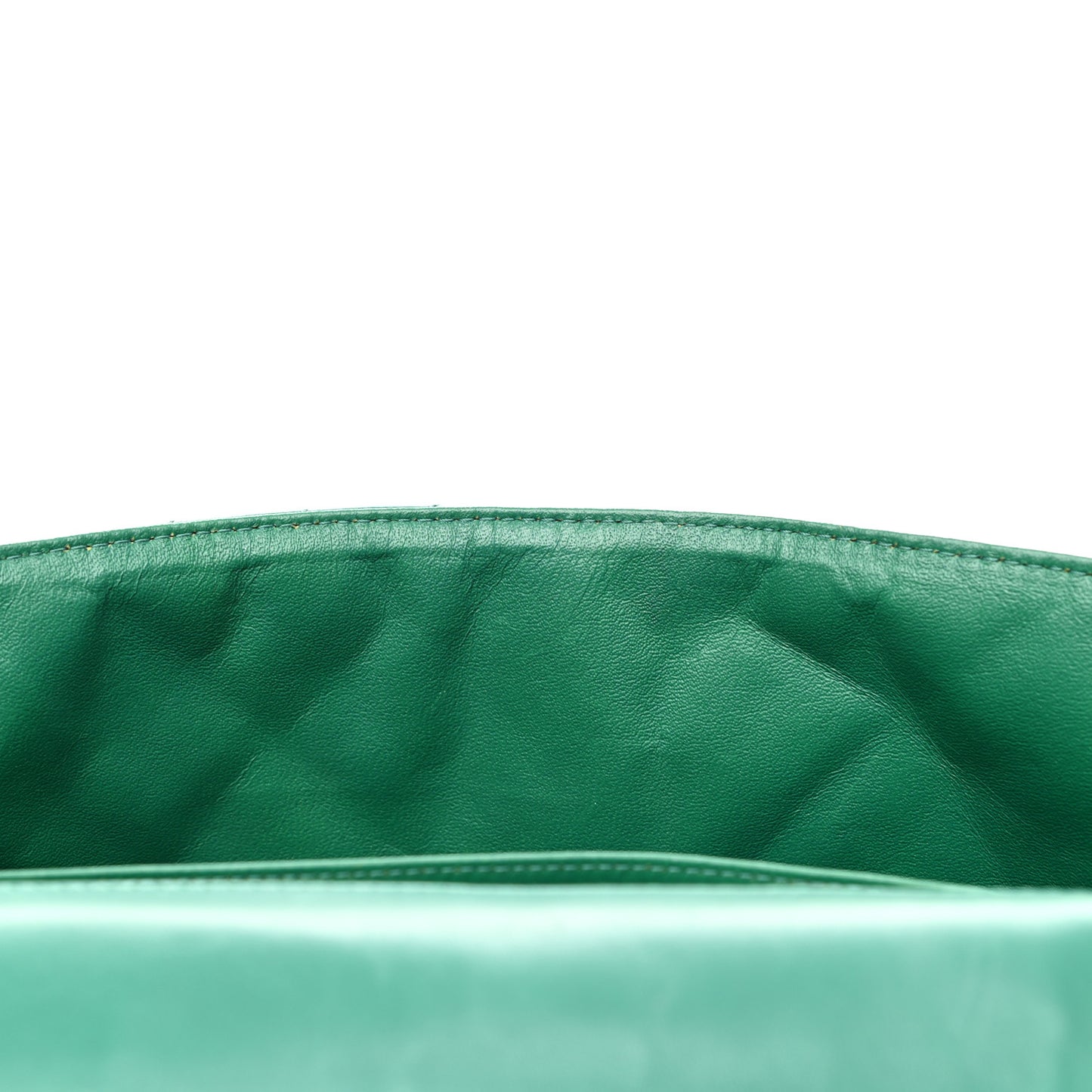 Lambskin Chevron Quilted Maxi Single Flap Green