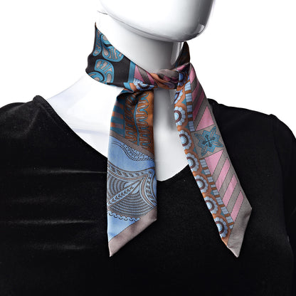 Hermes Silk Geometrie Cretoise Twilly Etoupe Marron Ciel 2 of 5