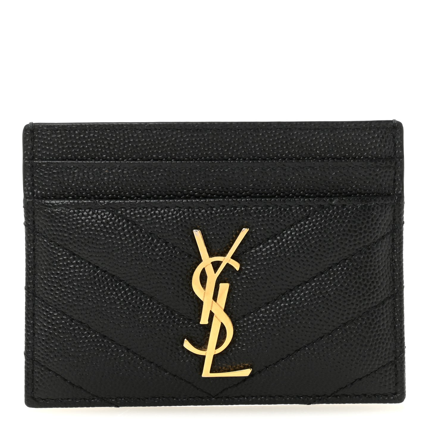 Grain De Poudre Matelasse Chevron Monogram Credit Card Case Black