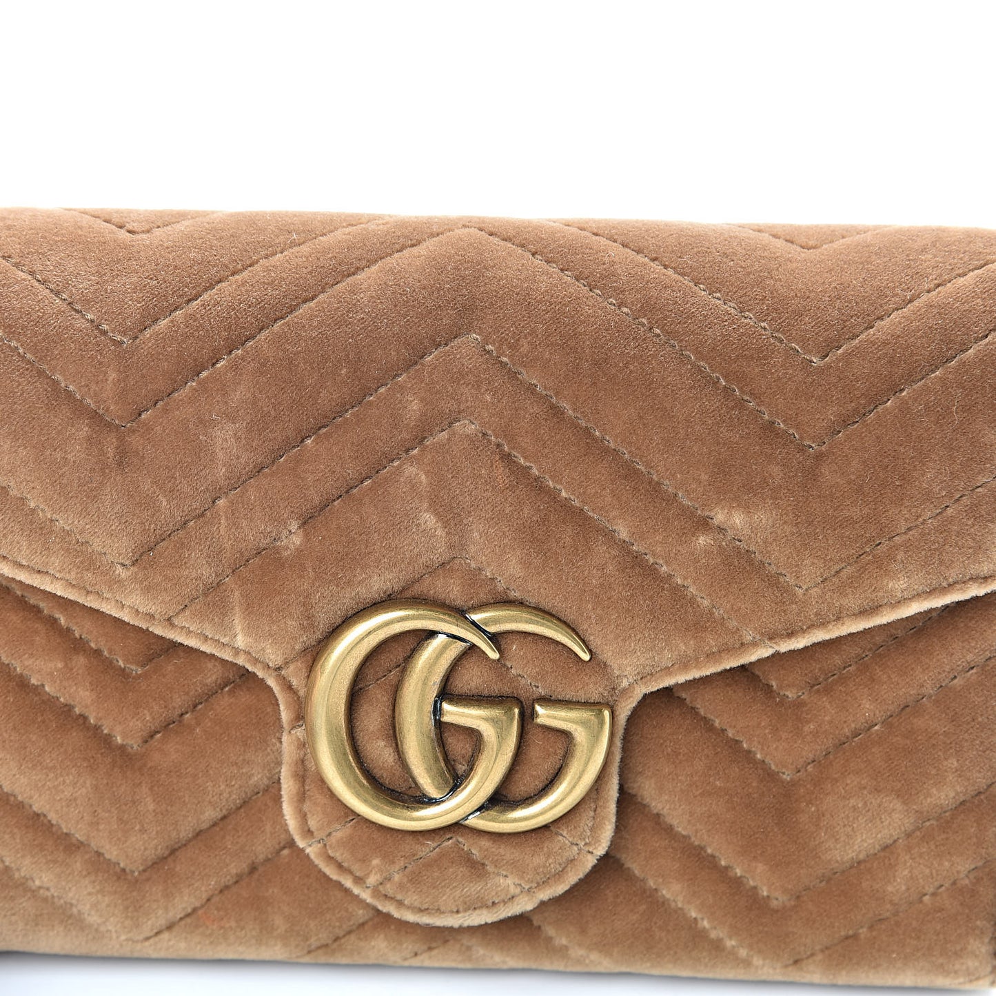 Velvet Matelasse GG Marmont Chain Wallet Taupe