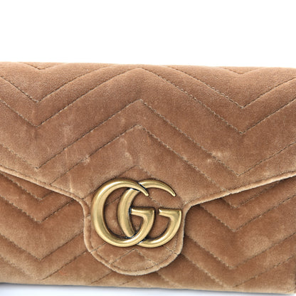 Gucci Velvet Matelasse GG Marmont Chain Wallet Taupe 12 of 14