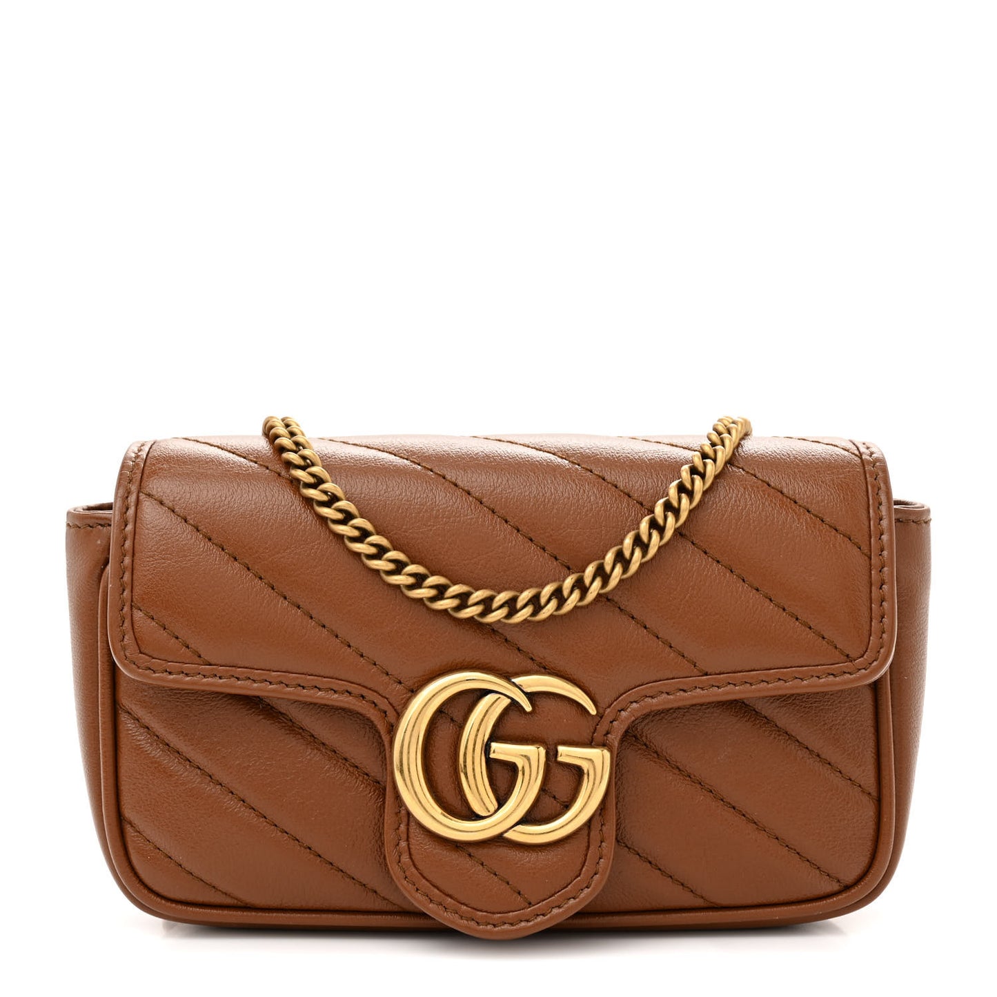Azalea Calfskin Matelasse Diagonal Super Mini GG Marmont Shoulder Bag Cuir