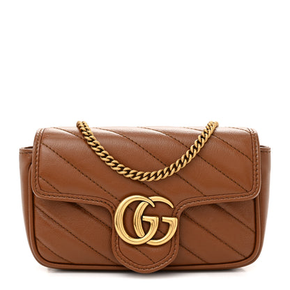 Gucci Azalea Calfskin Matelasse Diagonal Super Mini GG Marmont Shoulder Bag Cuir 1 of 12