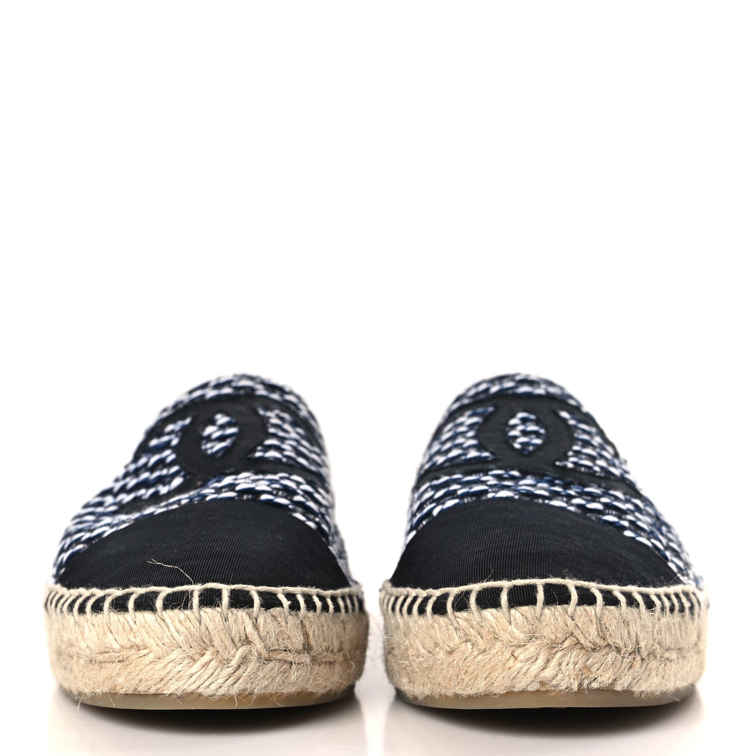 Chanel Tweed CC Espadrilles 39 White Black Navy 2 of 8