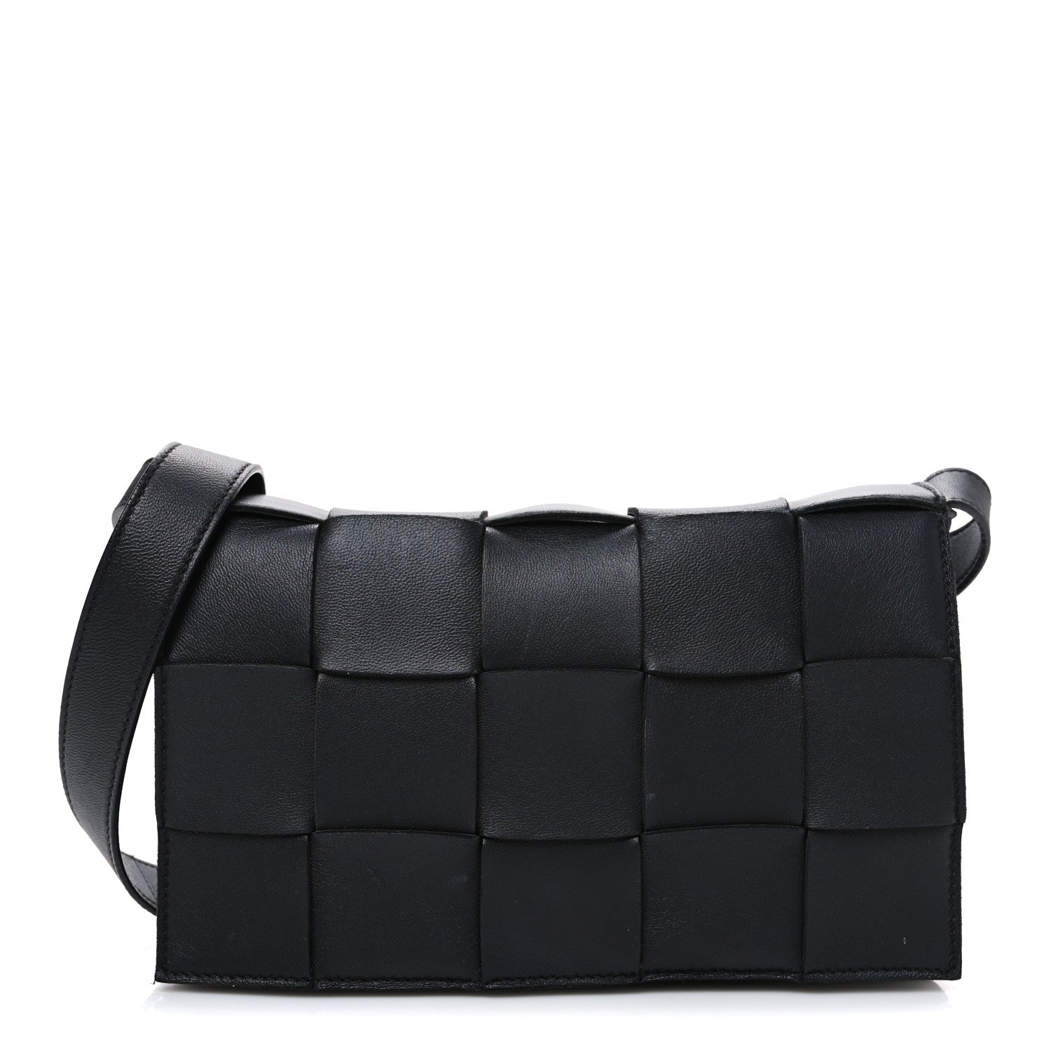 Bottega Veneta Lambskin Maxi Intrecciato Cassette Crossbody Bag Black 1 of 12