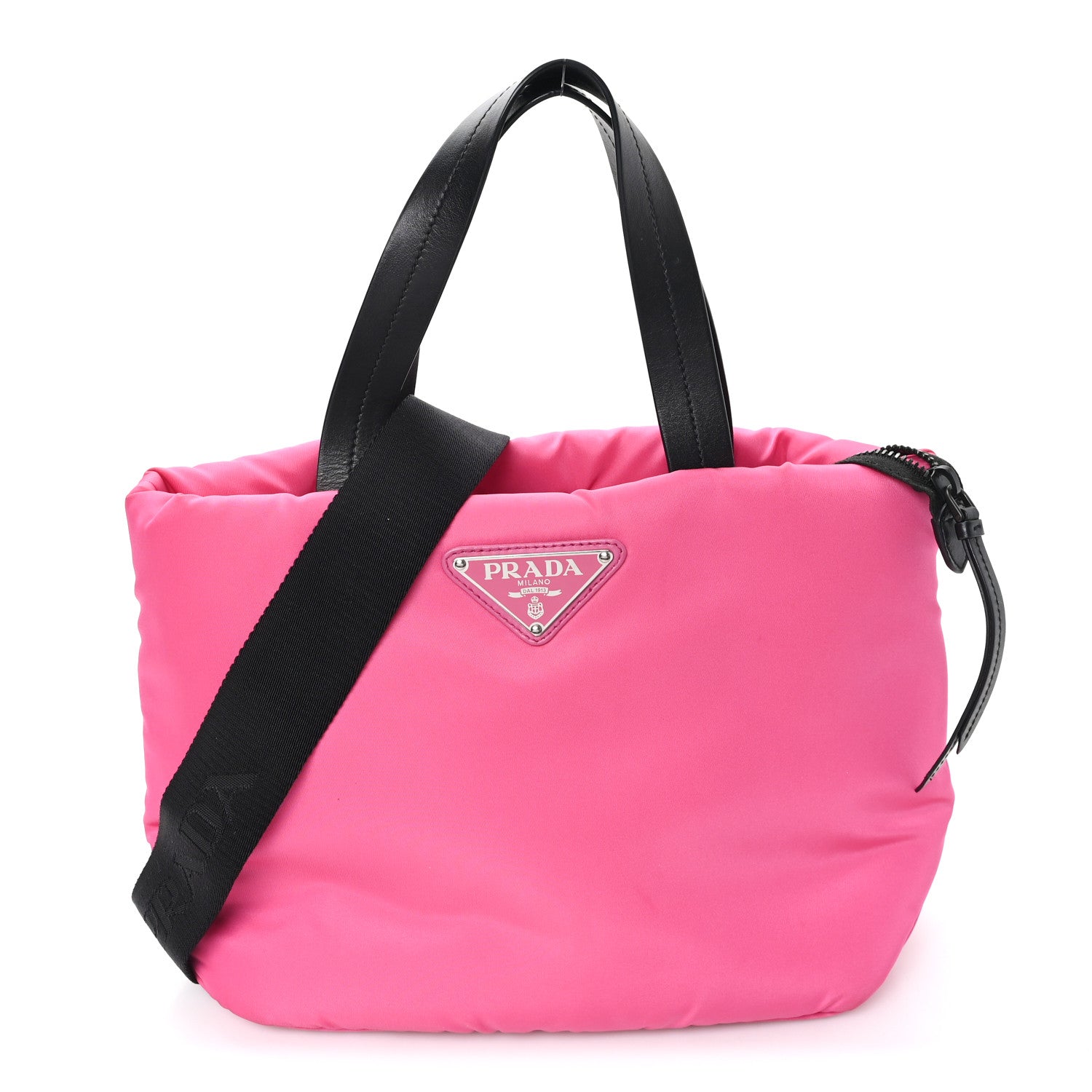 Prada Tessuto Nylon Soft Padded Shopping Tote Fuxia 1 of 9