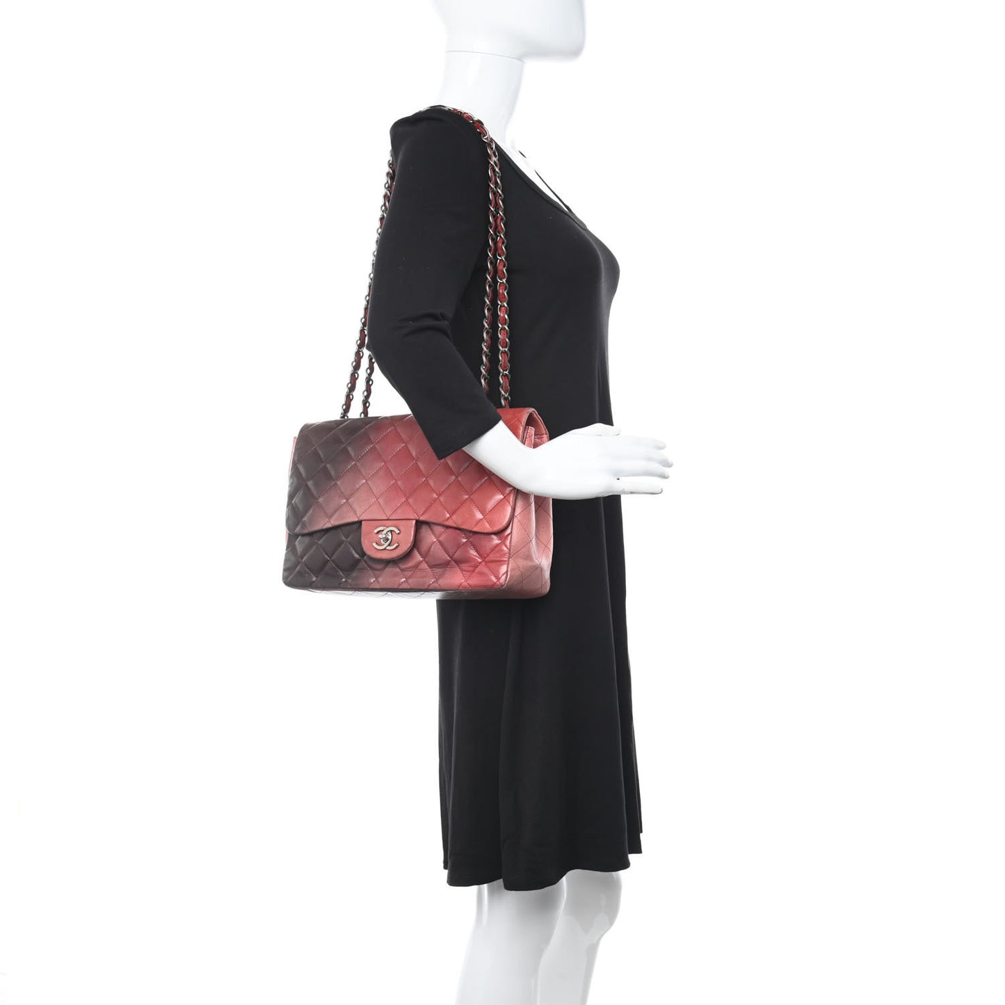 Lambskin Degrade Quilted Jumbo Single Flap Red