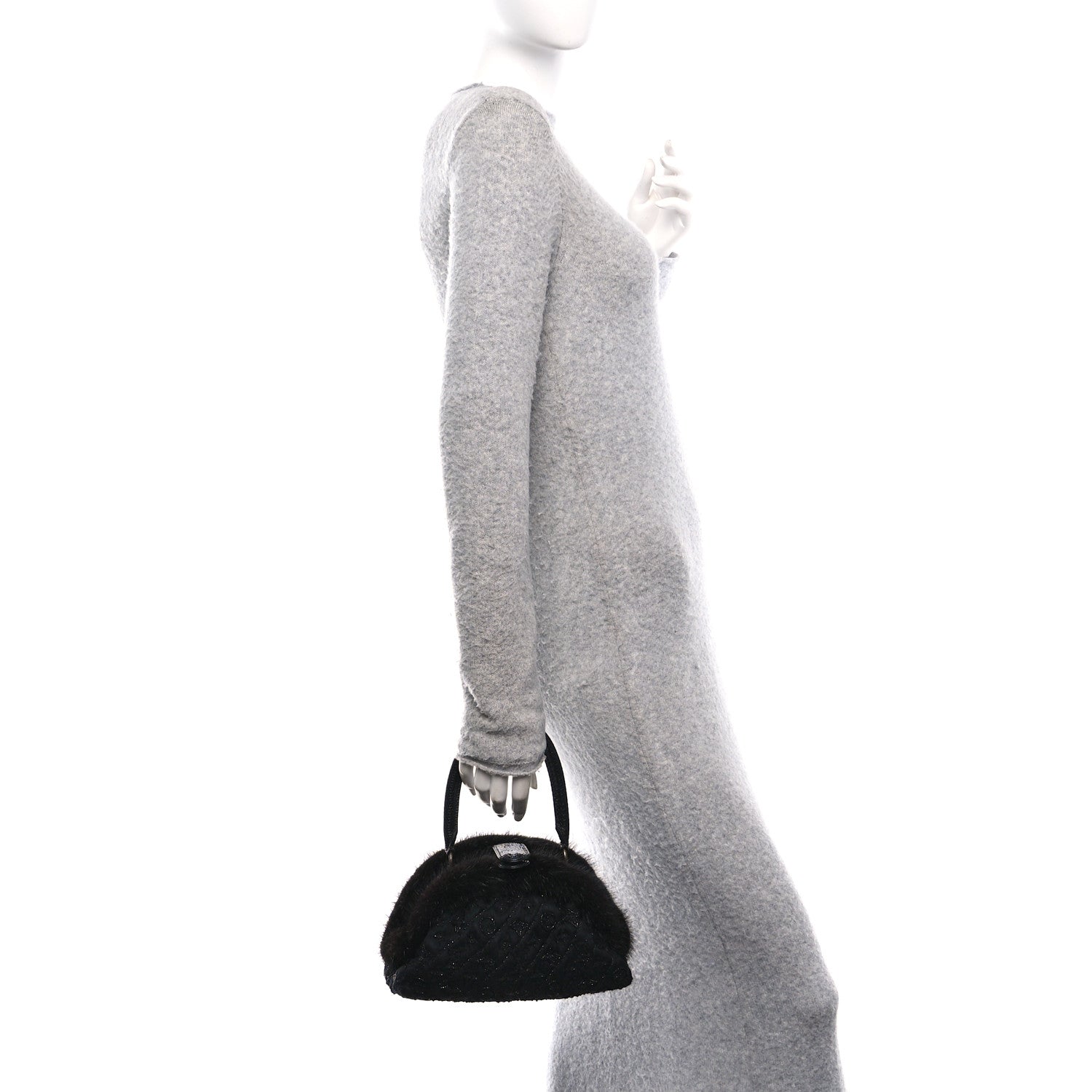 Louis Vuitton Mousseline Mink Lizard Beaded Demi Lune MM Black 2 of 9